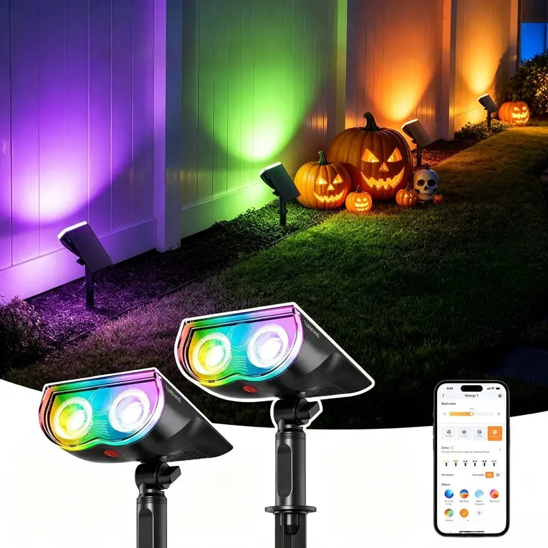 💡🌈Smart Solar Color-Changing Landscape Spotlights – 2 Pack