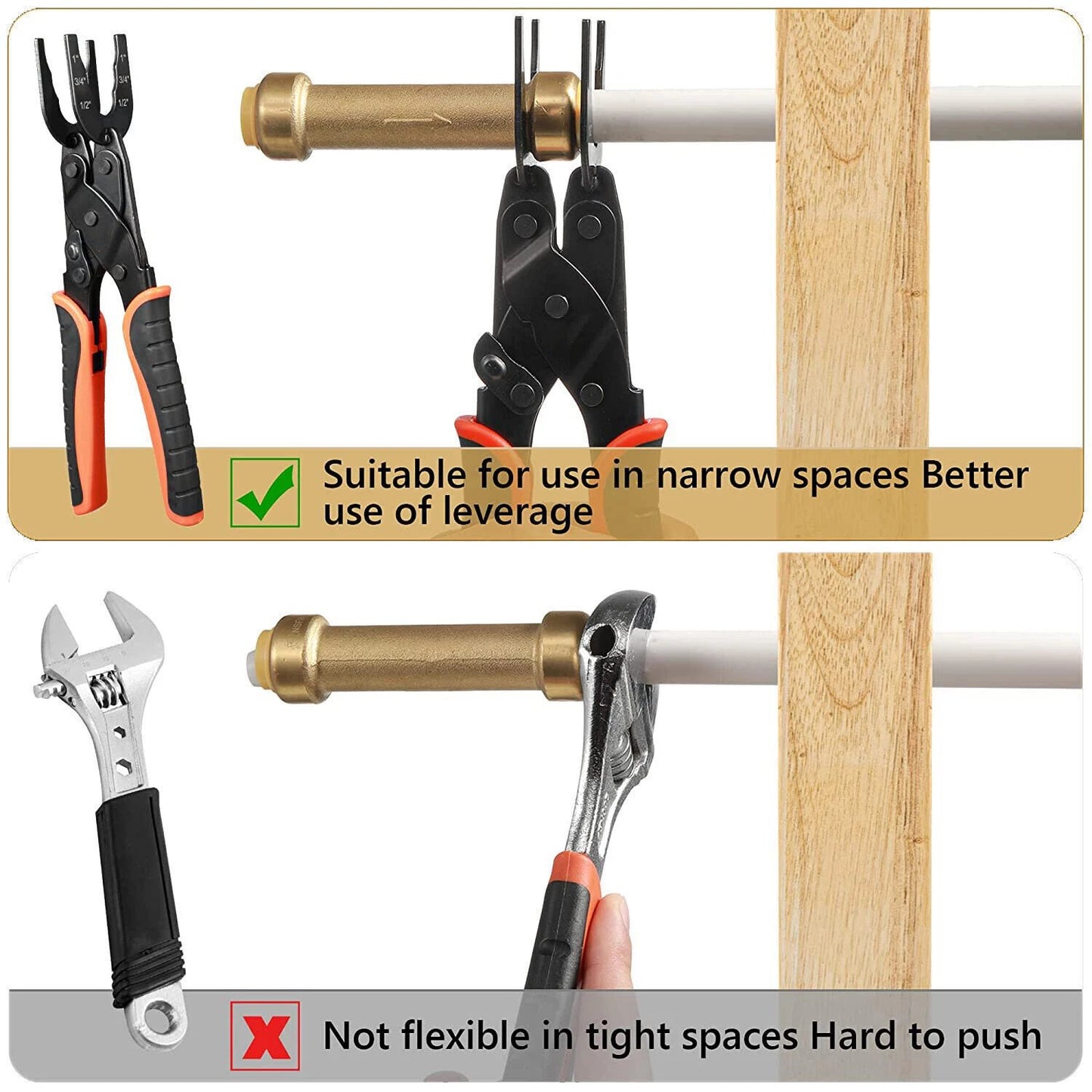 🔥LAST DAY 49% OFF - 🛠️ Push Fit Disconnect Tool – 1/2", 3/4", 1" Brass Fitting Removal Pliers for Plumbing Repair & DIY Projects