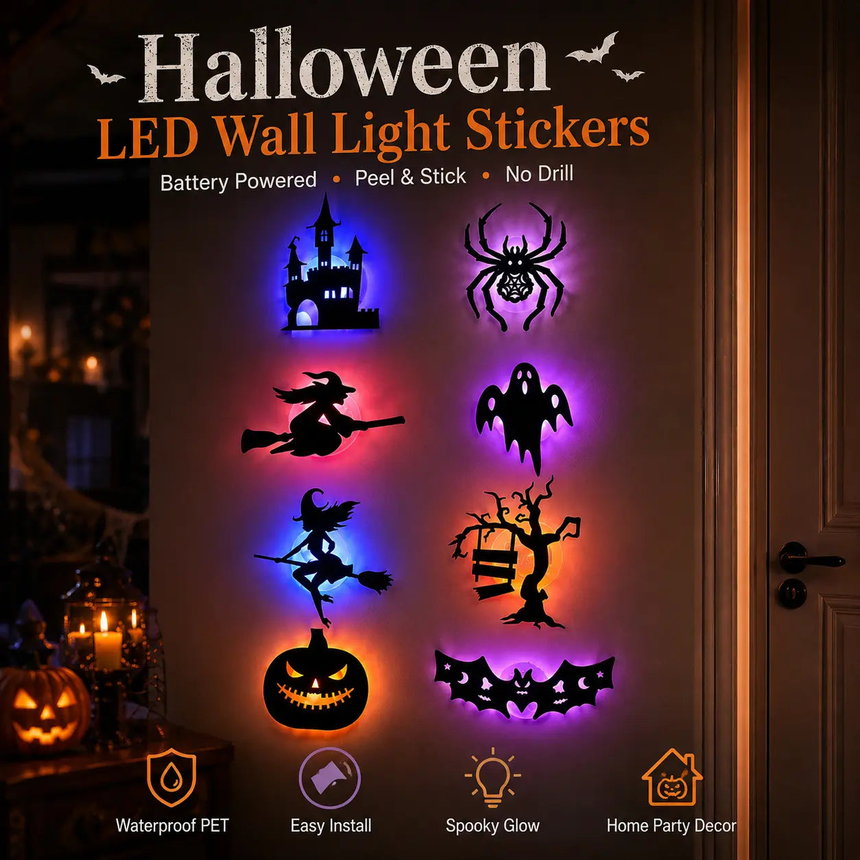 🎃Halloween LED Silhouette Wall Light Stickers