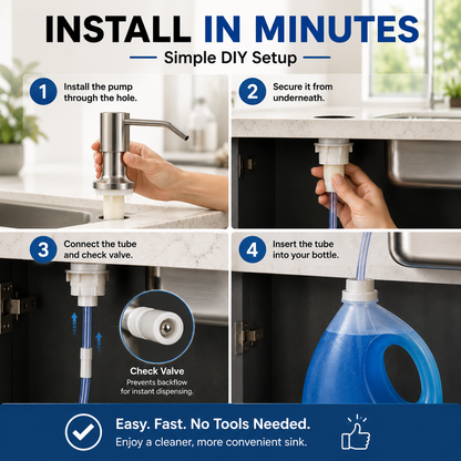 Dish Soap Dispenser for Kitchen Sink (Brushed Nickel)