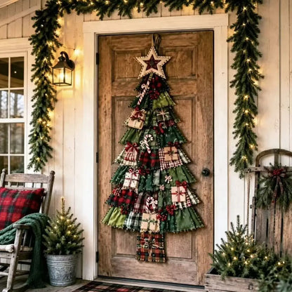 🚪 CHRISTMAS DOOR FAVORITE | Layered Fabric Tree Hanging – Space-Saving Holiday Decor for Front Doors & Entryways