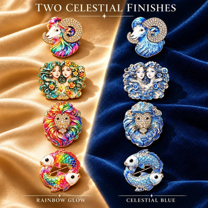 ♈ Luxury Zodiac Enamel Brooch – Colorful Astrology Lapel Pin for Blazers, Coats & Gifts