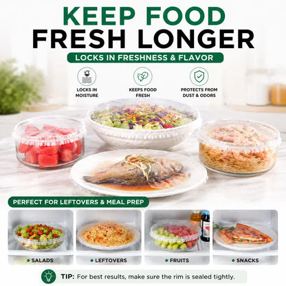 💥Special Offer💥Disposable Elastic Stretch Food Covers 100PCS | Quick Food Storage for Bowls & Plates