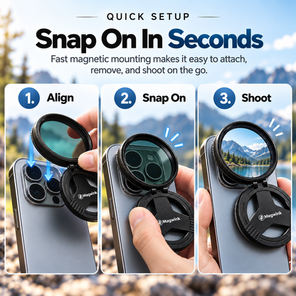 📸✨ Magnetic CPL Phone Camera Filter 🔥 Anti-Glare Polarizing Lens | HD Optical Coating 🌈 Quick Snap-On & Rotatable Design 📱