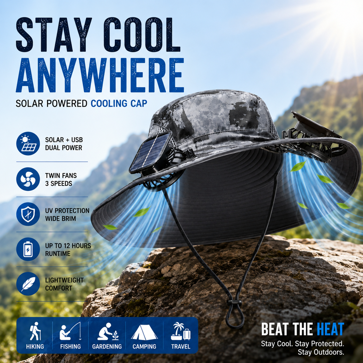 🔥HOT SALE NOW 45% OFF🔥Solar Cooling Sun Hat – Portable Fan Cap