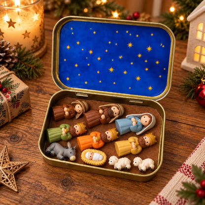 ✨ Mini Nativity Keepsake Tin – Compact Christmas Scene