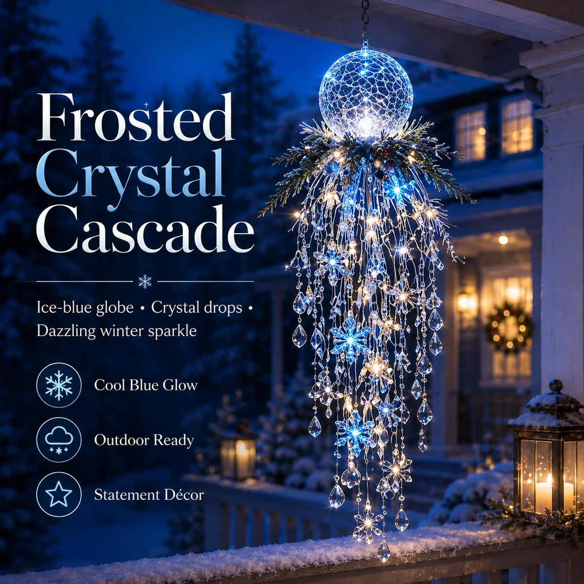 ✨❄️Crystal Cascade Christmas Light — LED Hanging Porch Decoration
