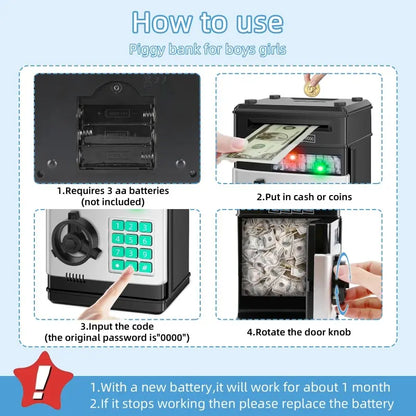 Electronic Password Piggy Bank for Kids with Automatic Bill Intake