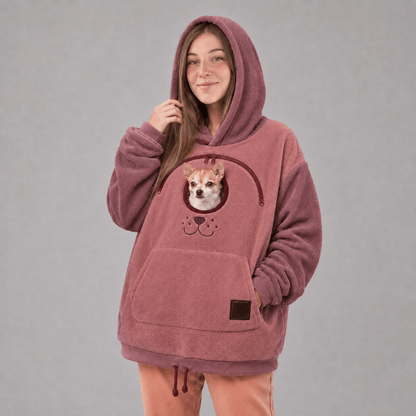 🐾 Dog & Cat Cuddle Hoodie – Oversized Cozy Hoodie with Front Pet Pouch
