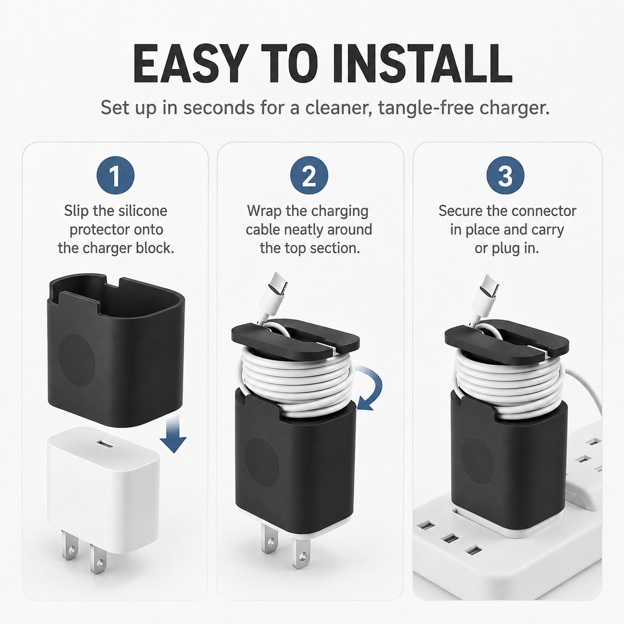 2PCS 2-in-1 Silicone Charger Protector with Cord Wrap for 18W/20W Adapters ✅