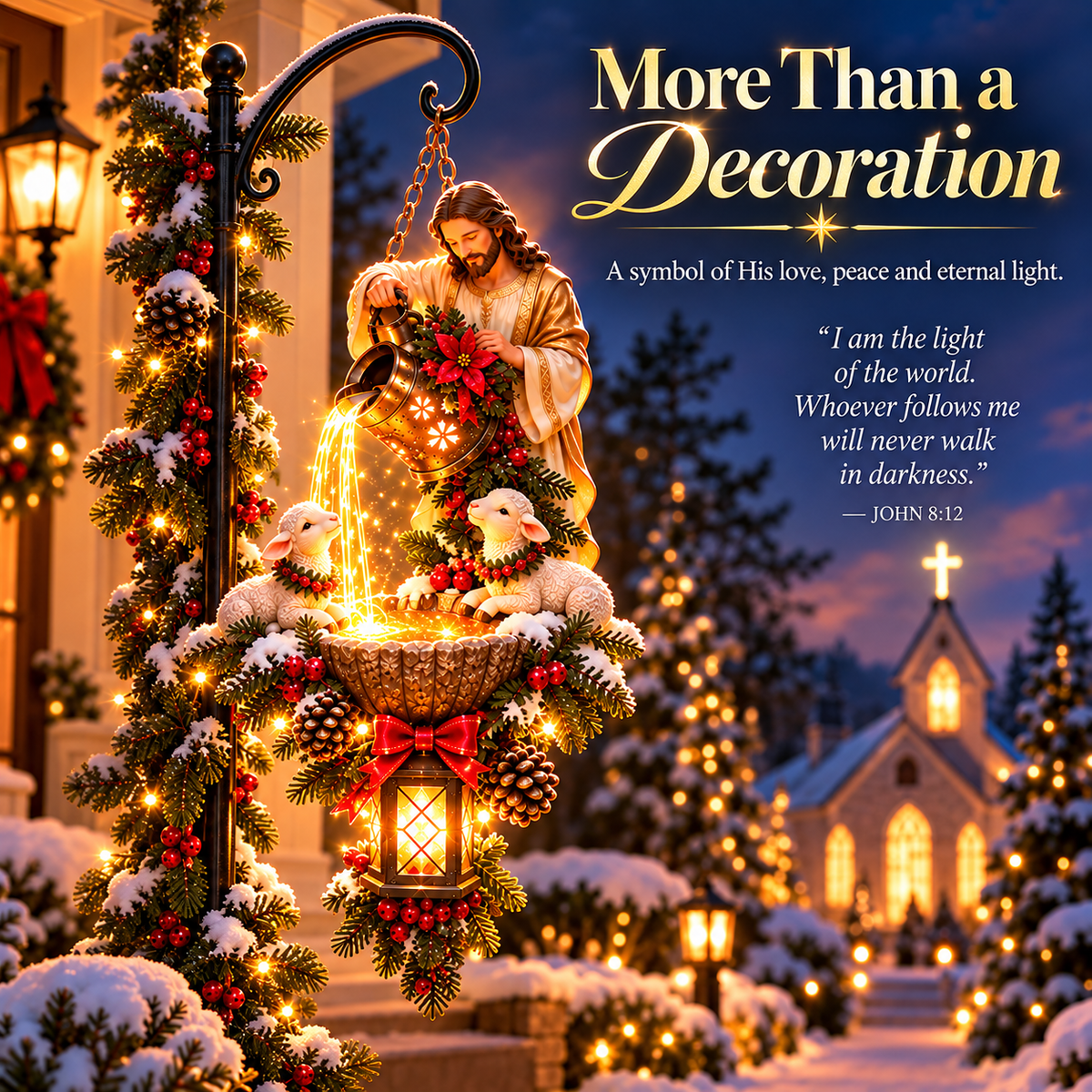✝️ Jesus Light-Pour Christmas Hanging Décor – Warm Faith-Inspired Display
