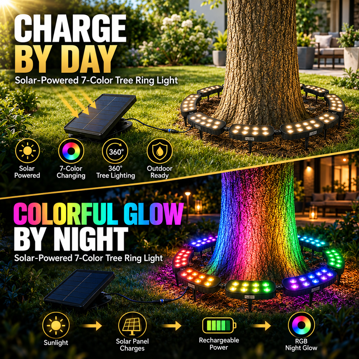 💜💙💚 One Tree. Endless Colors. – Solar RGB Landscape Ring Light
