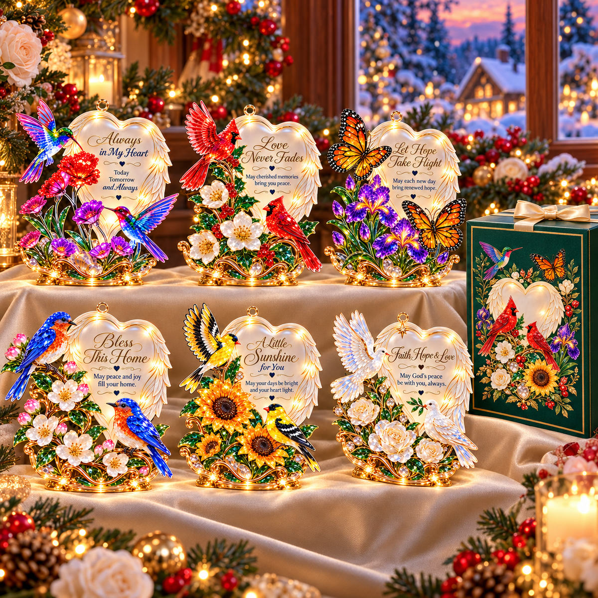 🪽 Angel Wings Heart Christmas Ornaments – 6 Inspirational Holiday Keepsake Designs