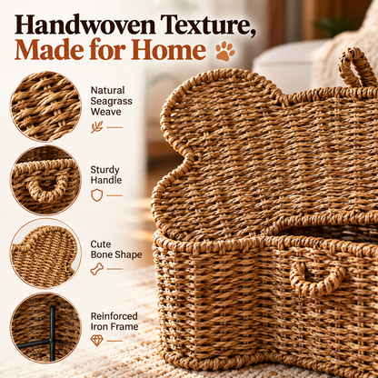 🐾 Finally, Dog Toy Storage That Belongs in the Living Room – Handwoven Bone Basket