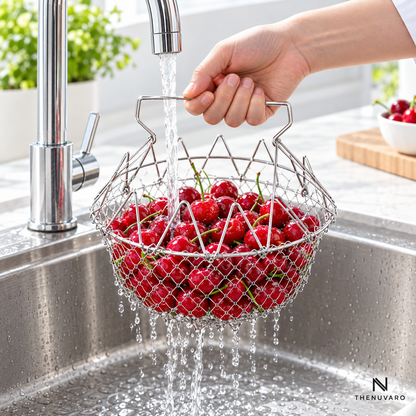 🍟 Foldable Easy-Lift Frying Basket – Fry, Lift & Drain the Whole Batch in One Easy Move