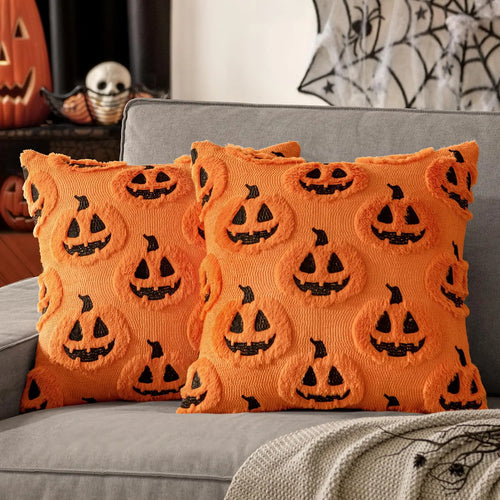 Embroidered Pumpkin Pillow Cover – Cozy Halloween Decor