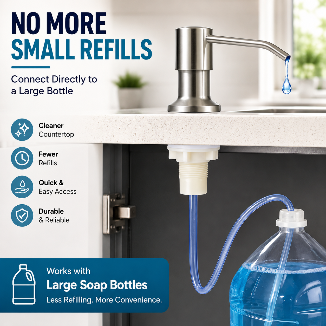 Dish Soap Dispenser for Kitchen Sink (Brushed Nickel)