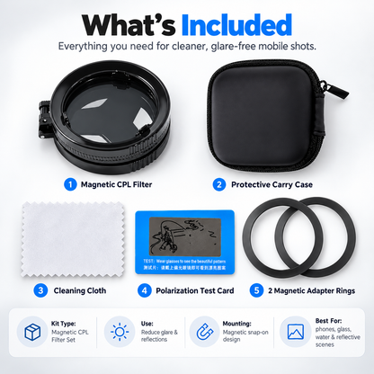 📸✨ Magnetic CPL Phone Camera Filter 🔥 Anti-Glare Polarizing Lens | HD Optical Coating 🌈 Quick Snap-On & Rotatable Design 📱