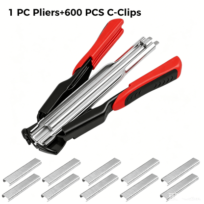 Spring-Loaded Hog Ring Pliers Kit with 100 C-Clips