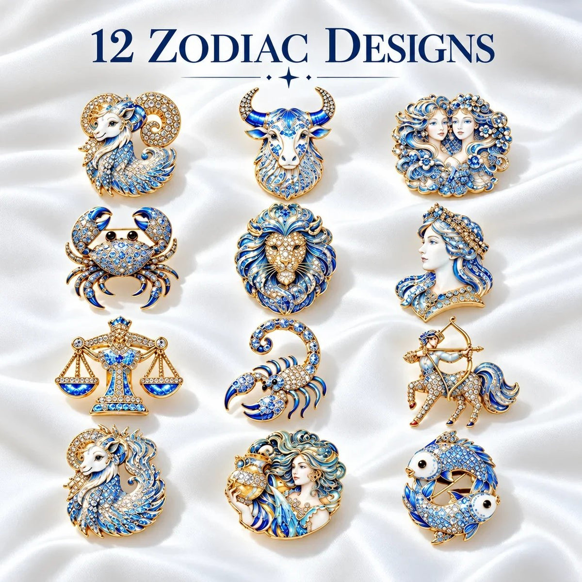 ♈ Luxury Zodiac Enamel Brooch – Colorful Astrology Lapel Pin for Blazers, Coats & Gifts