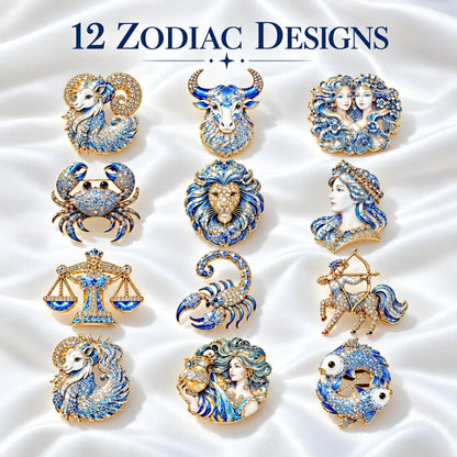 ♈ Luxury Zodiac Enamel Brooch – Colorful Astrology Lapel Pin for Blazers, Coats & Gifts