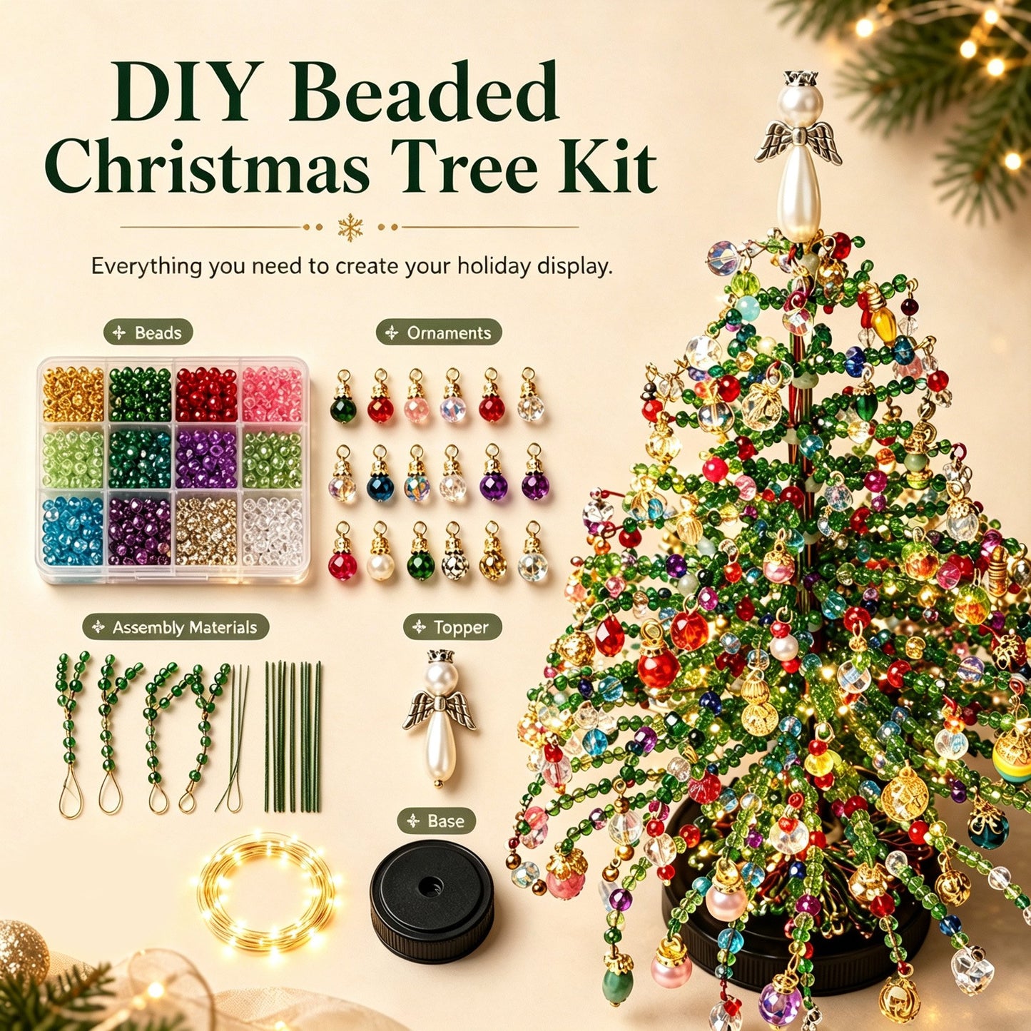 🎁 Unique Christmas Gift 2026 | DIY Beaded Christmas Tree Craft Kit for Creative Holiday Fun
