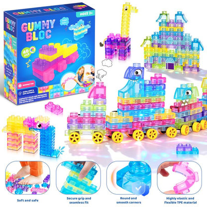 Soft Jelly Blocks , Squishy Multi-color Stacking Jelly Building Blocks Toy Set