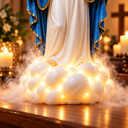 ✝️ Holy Mist Jesus Humidifier – Light-Up Christian Statue with Halo & Cloud Mis