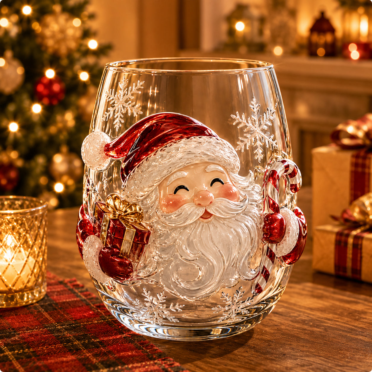 ✨Magical Christmas 3D Glass Cup Collection – Santa, Reindeer, Snowman & Christmas Tree