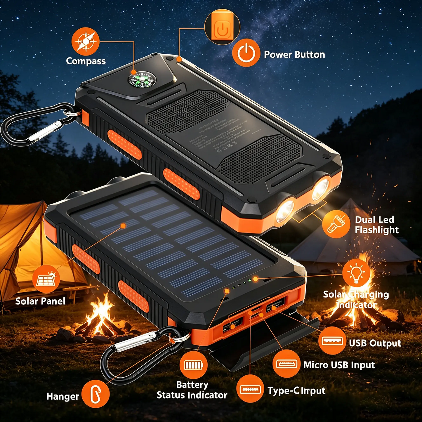 ⚡ SPECIAL OFFER | 30000mAh Solar Power Bank – High-Capacity Portable Charger for Outdoor Use