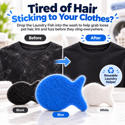 🐾 Reusable Laundry Fish Pet Hair Remover – Washable Fur & Lint Catcher