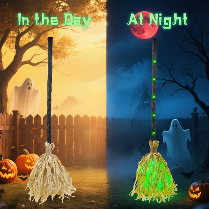 Animated Halloween Witch Broom with Lights, Sound and Motion Decor