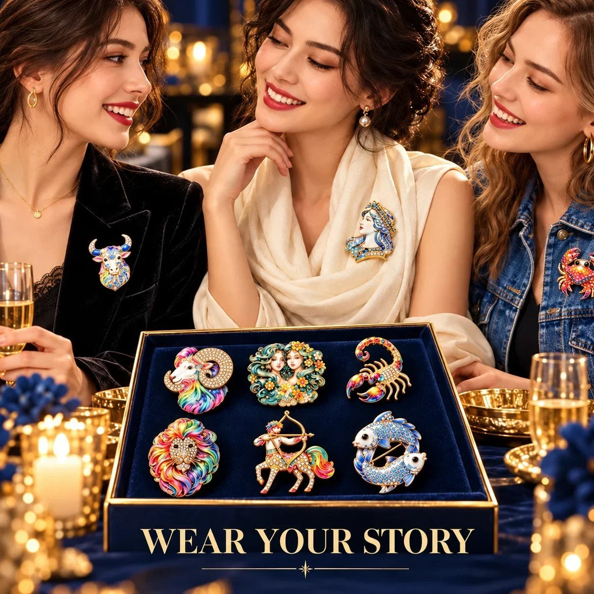 ♈ Luxury Zodiac Enamel Brooch – Colorful Astrology Lapel Pin for Blazers, Coats & Gifts