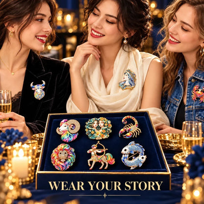♈ Luxury Zodiac Enamel Brooch – Colorful Astrology Lapel Pin for Blazers, Coats & Gifts