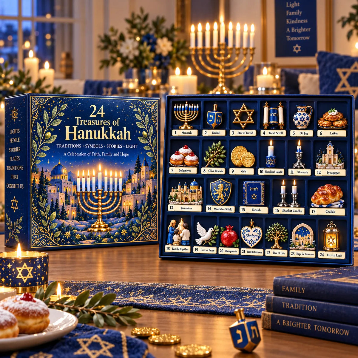 🕎 24 Treasures of Hanukkah | 24 Unique Symbols, Keepsakes & Daily Surprises Inspired by Light, Faith & Tradition ✨