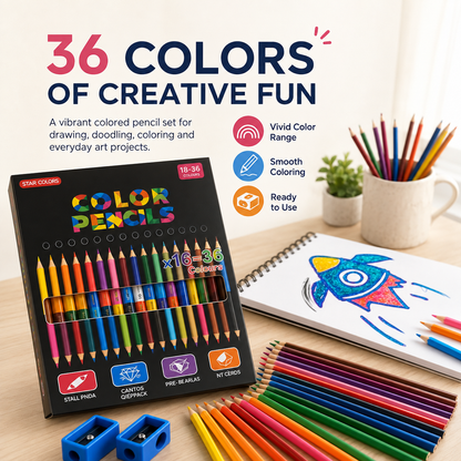 🎨 36-Color Double-Ended Colored Pencils Set with Sharpeners