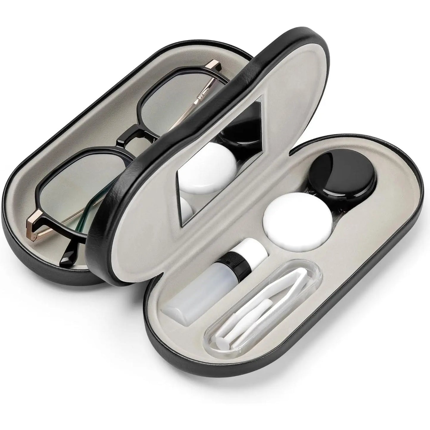 2 in 1 Portable Contact Lens and Glasses Case with Mirror
