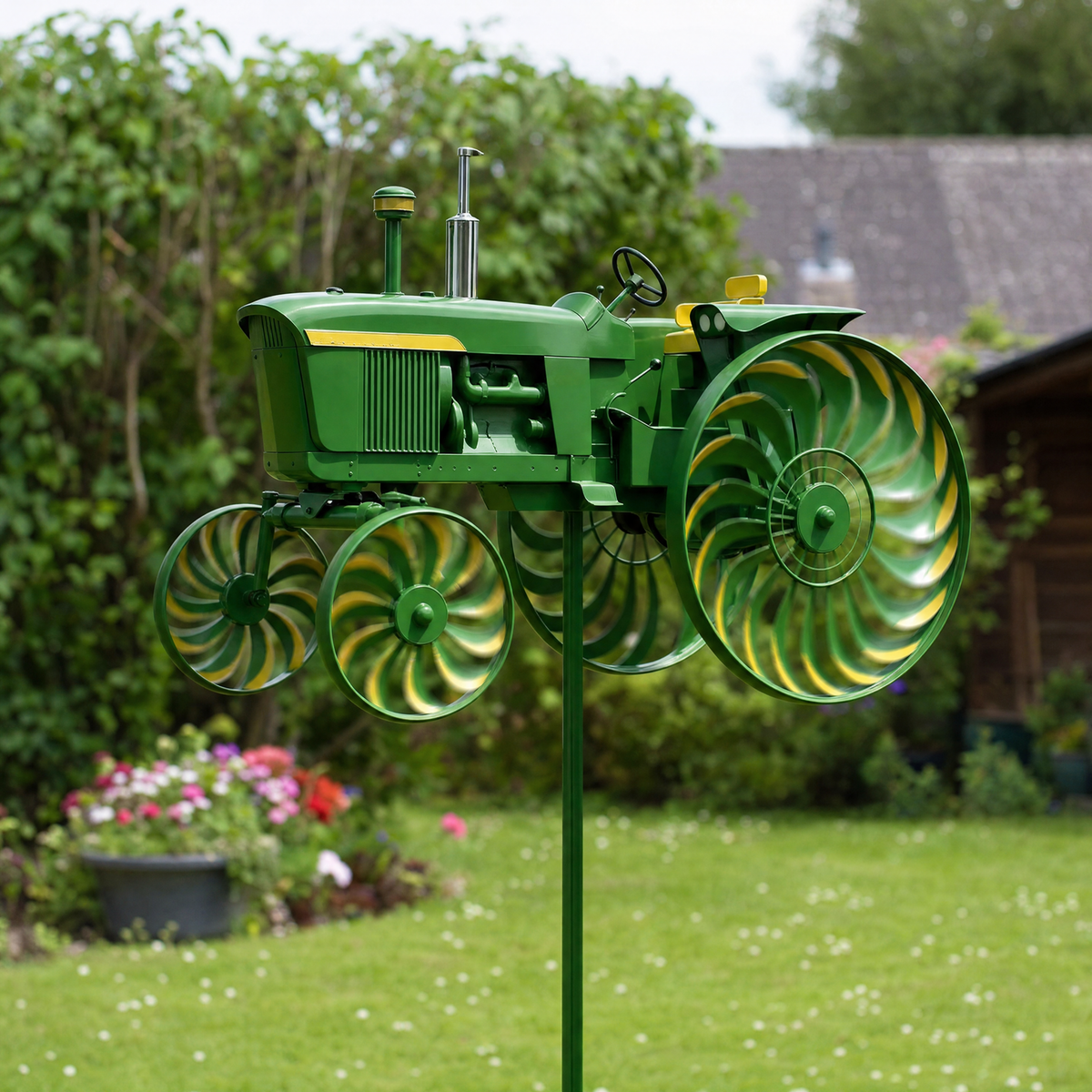 🚜 Vintage Tractor Wind Spinner – Metal Garden Yard Decor