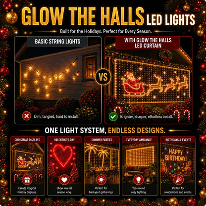 🎄Smart LED Curtain Lights — Programmable Holiday Display