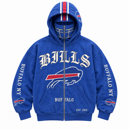 🏈 2-in-1 Football Full-Zip Hoodie for Men & Women – Helmet-Style Zip Hood, Oversized Fit, Long Sleeve Game Day Pullover Jacket for Football Fans 🏆