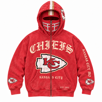🏈 2-in-1 Football Full-Zip Hoodie for Men & Women – Helmet-Style Zip Hood, Oversized Fit, Long Sleeve Game Day Pullover Jacket for Football Fans 🏆