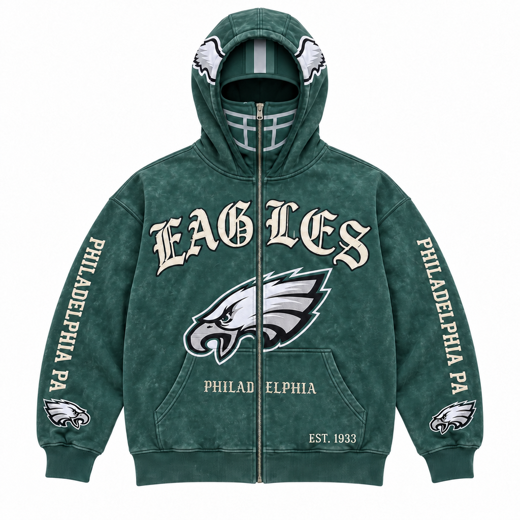 🏈 2-in-1 Football Full-Zip Hoodie for Men & Women – Helmet-Style Zip Hood, Oversized Fit, Long Sleeve Game Day Pullover Jacket for Football Fans 🏆