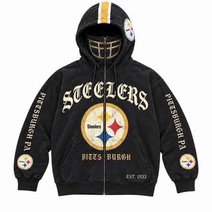 🏈 2-in-1 Football Full-Zip Hoodie for Men & Women – Helmet-Style Zip Hood, Oversized Fit, Long Sleeve Game Day Pullover Jacket for Football Fans 🏆
