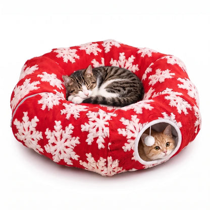 🎄🐾 TinselPurr™ Christmas Tree Cat Tunnel – 3-in-1 Plush Tree Skirt, Cozy Cat Bed & Play Hideout