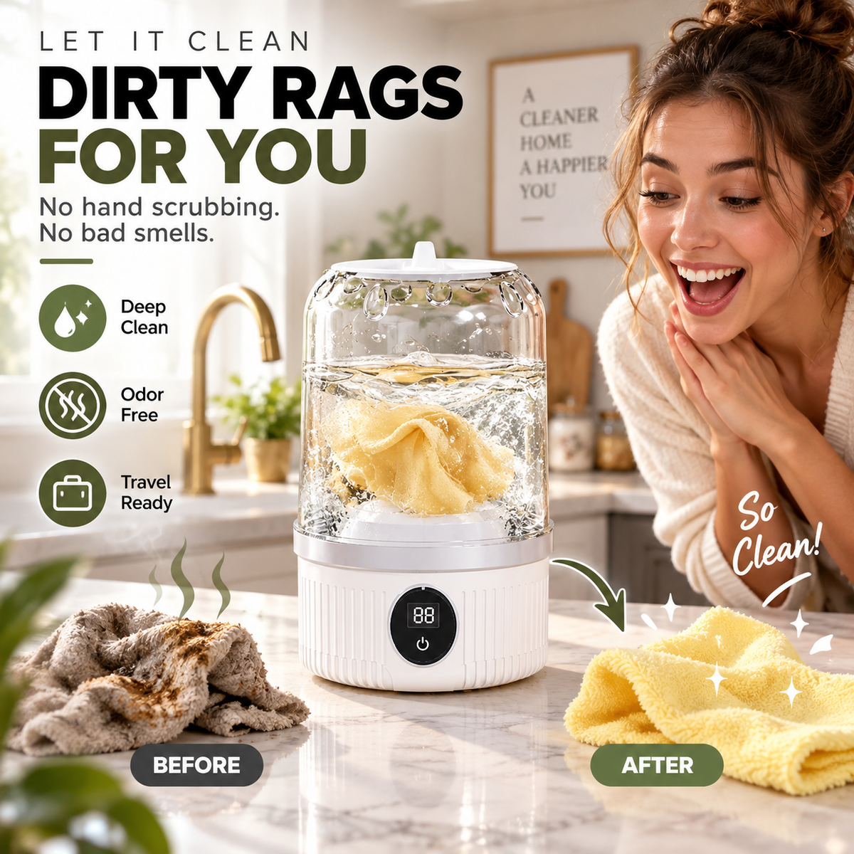 🧺 Cordless Mini Washing Machine – USB-C Rechargeable, 2 Wash Modes