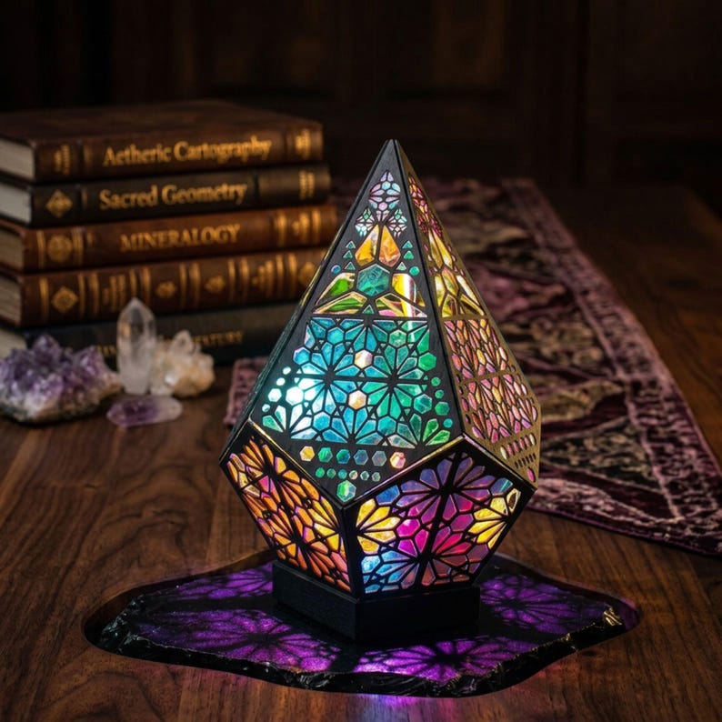 Wooden Bohemian LED Projection Table Lamp