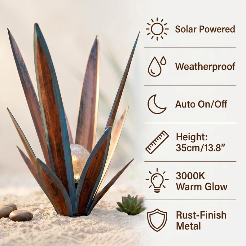 Solar Glowing Agave Garden Sculpture