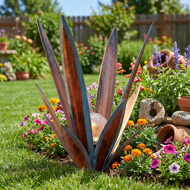 Solar Glowing Agave Garden Sculpture