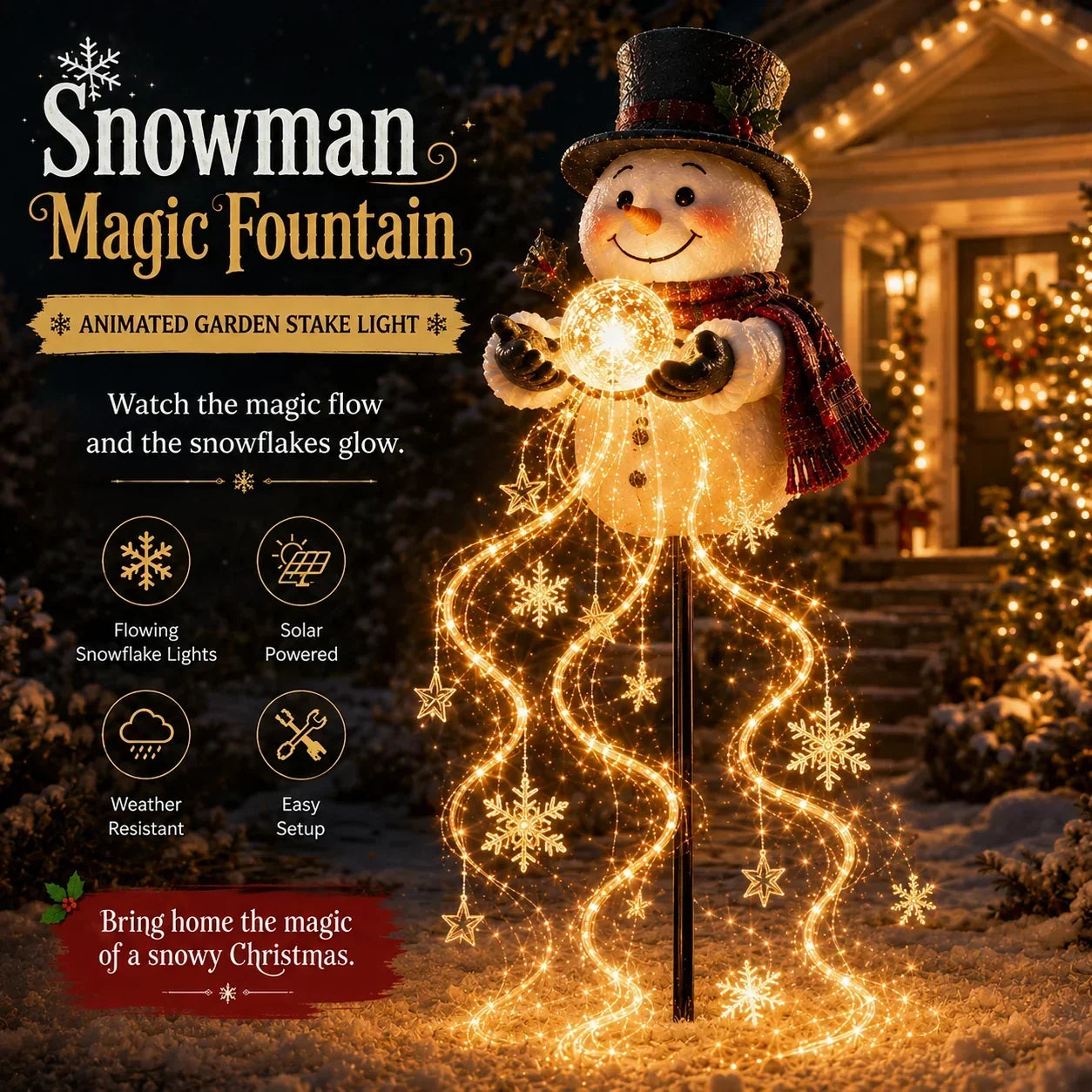 🎅✨ 2026 New Santa’s Flying Sleigh Gift Cascade – Solar Christmas Garden Light