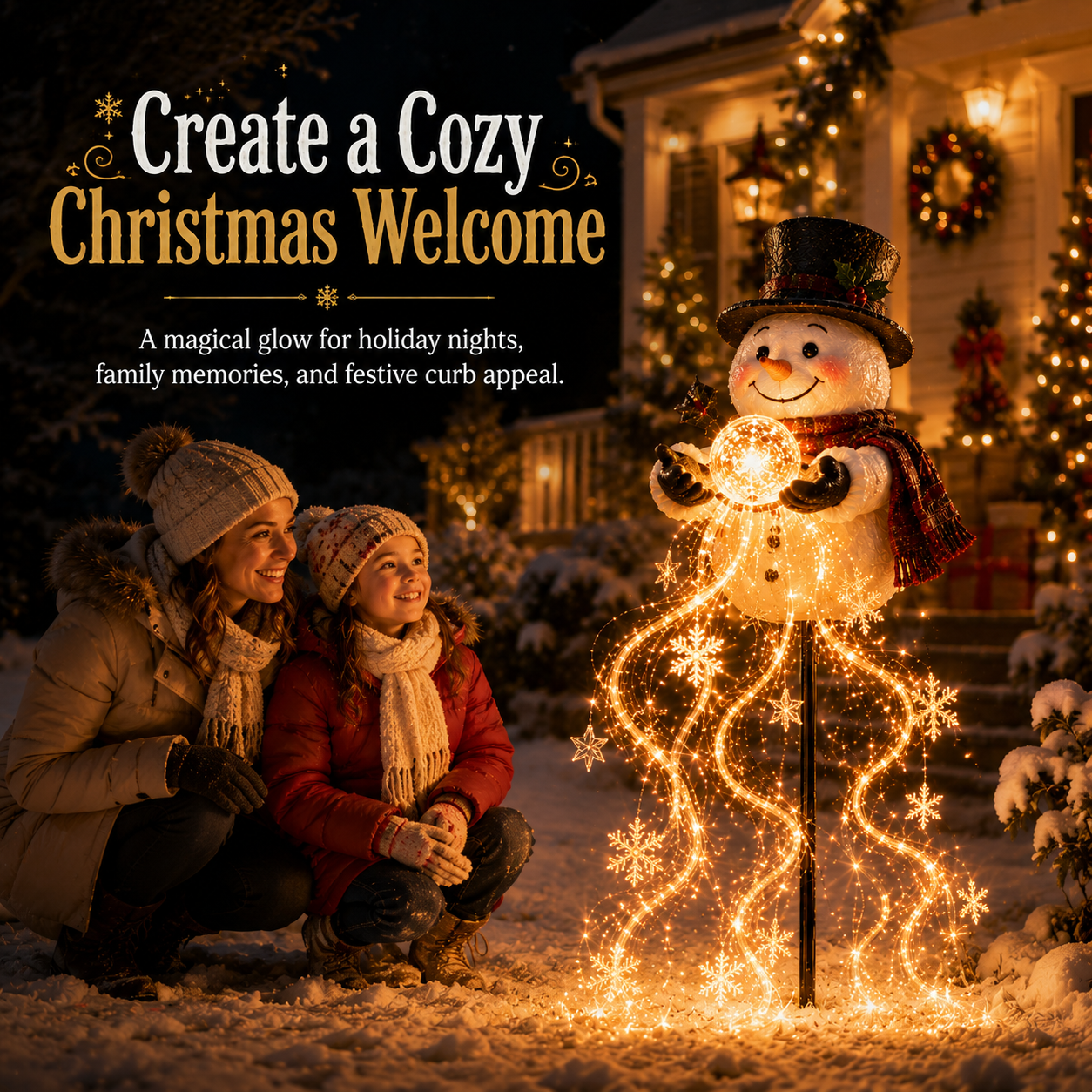 ✨49% OFF🎄 Snowman Magic Fountain™-Flowing Snowflake LED Christmas Garden Light❄️
